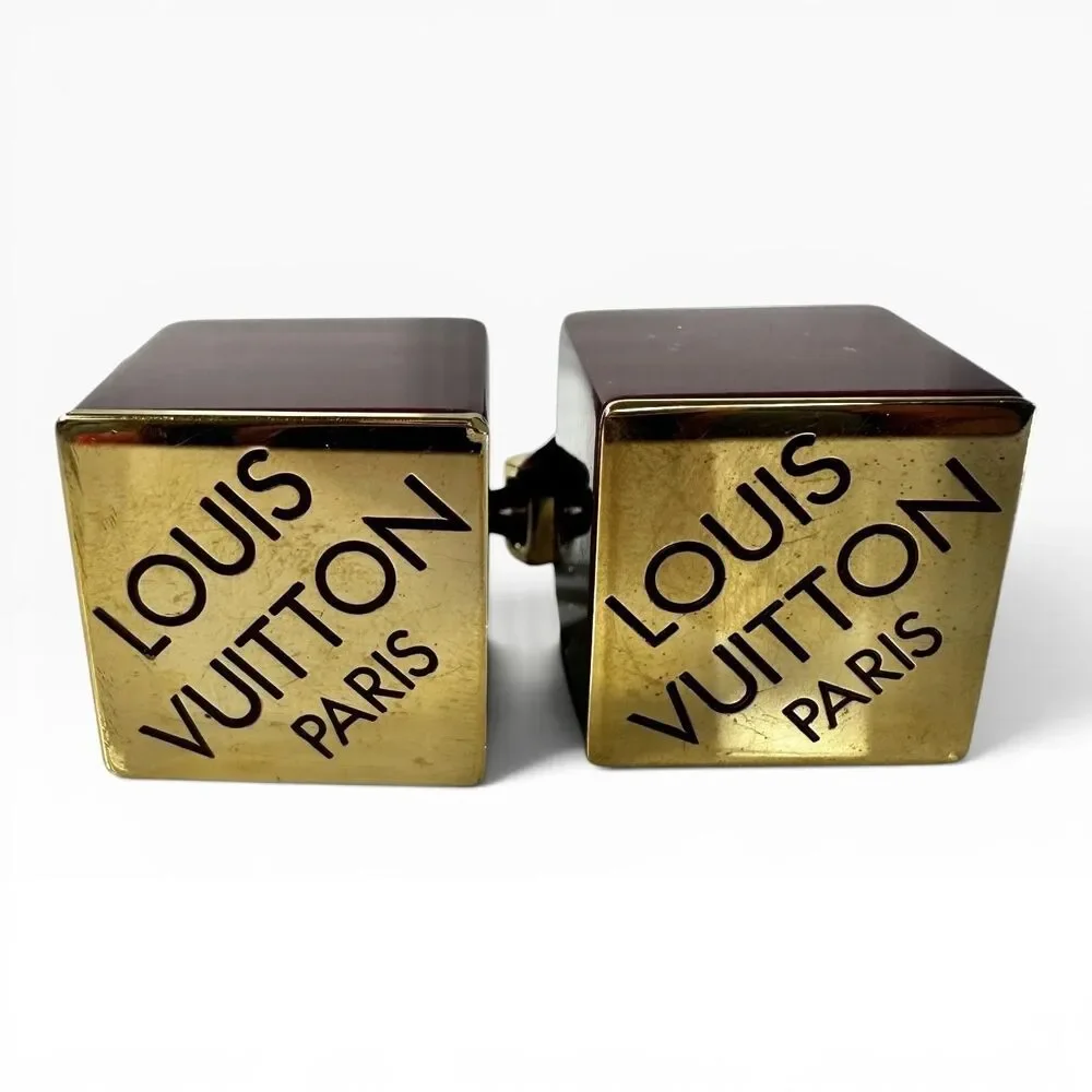 Louis Vuitton Purple Gold Cube Hair Tie With Box Authentic